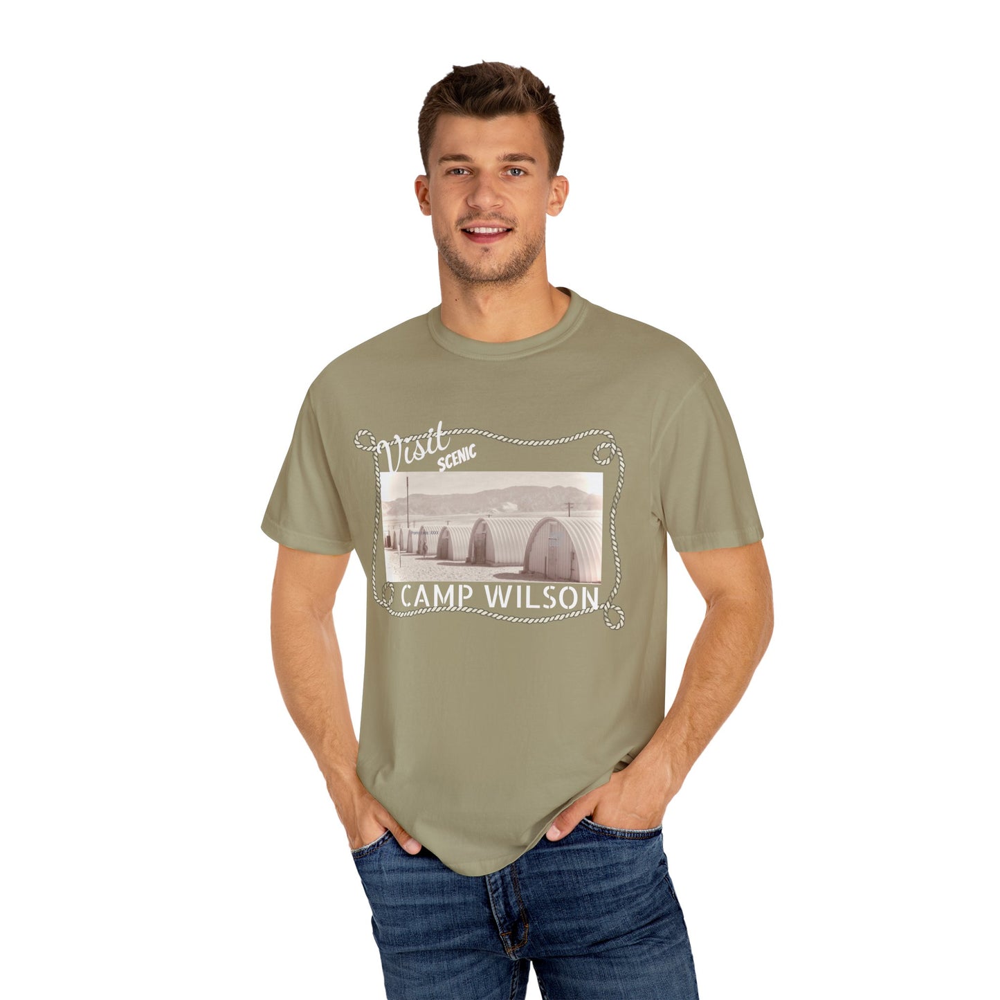 Scenic Camp Wilson (White print) Garment-Dyed Unisex T-Shirt
