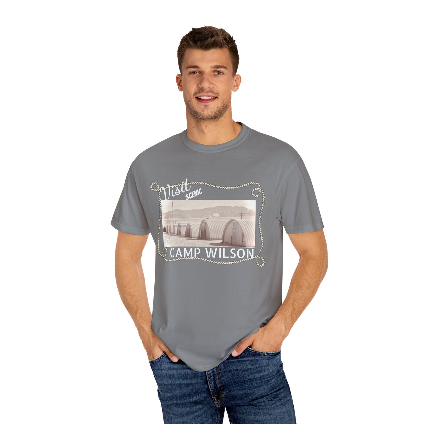 Scenic Camp Wilson (White print) Garment-Dyed Unisex T-Shirt