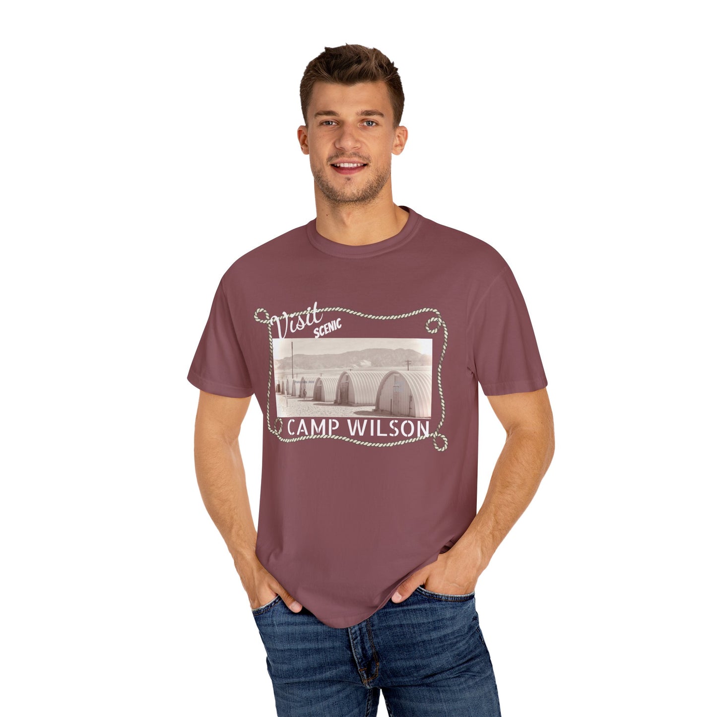 Scenic Camp Wilson (White print) Garment-Dyed Unisex T-Shirt