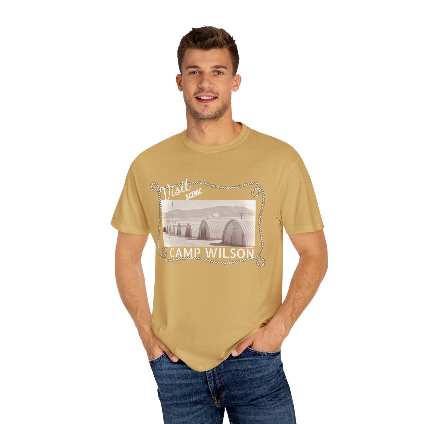 Scenic Camp Wilson (White print) Garment-Dyed Unisex T-Shirt
