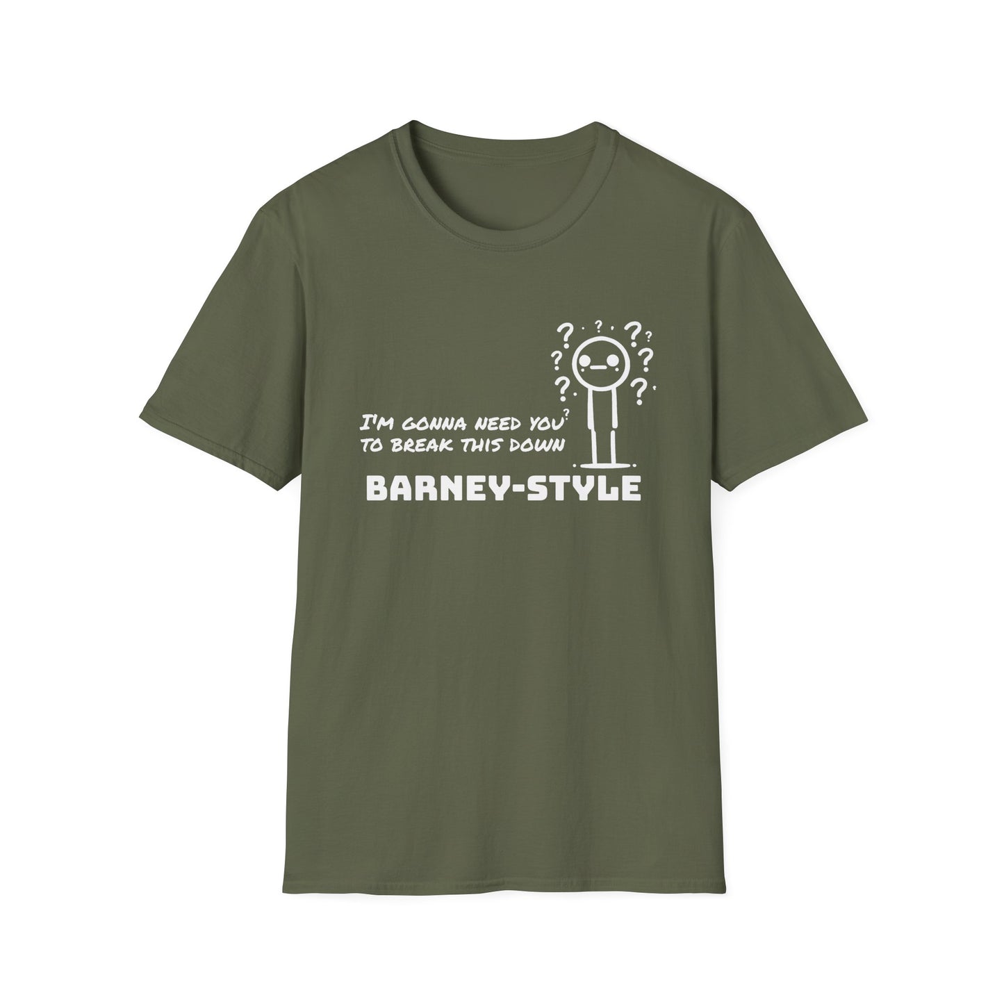 Barney-Style (White Print) | Unisex Softstyle T-Shirt