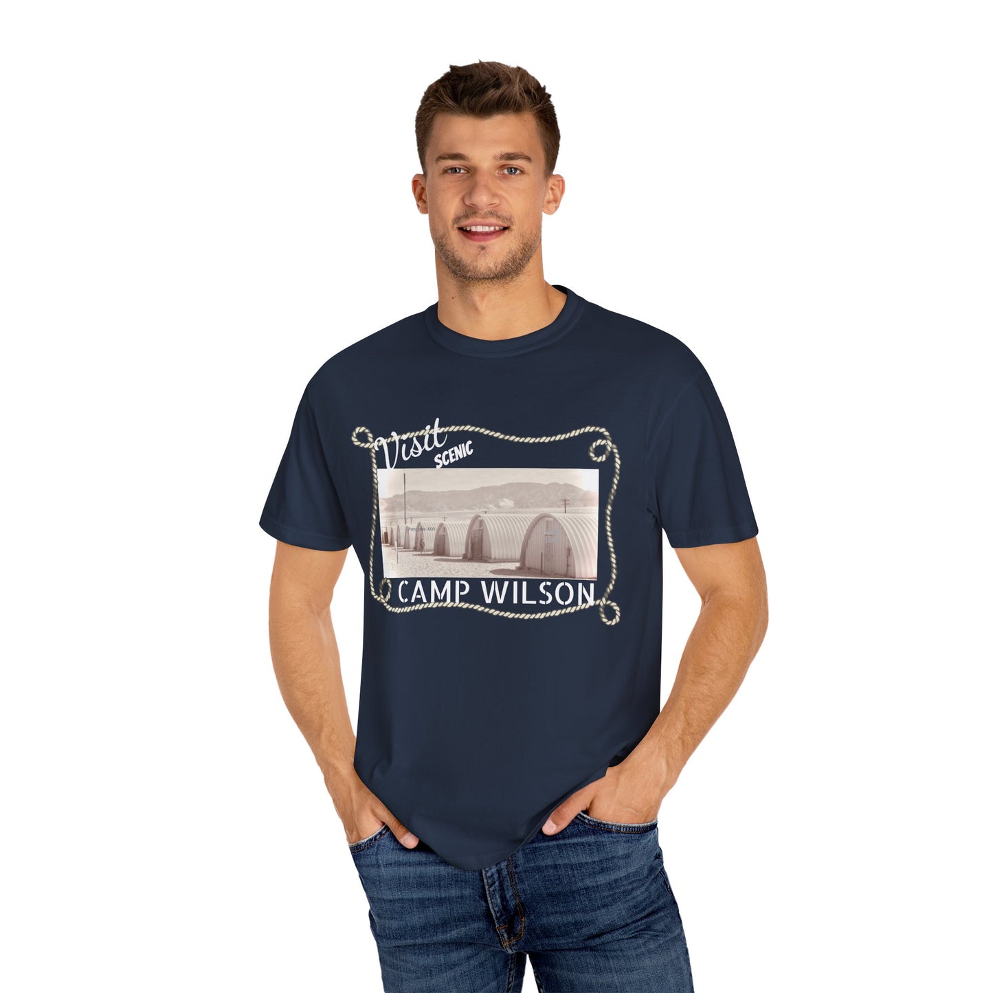 Scenic Camp Wilson (White print) Garment-Dyed Unisex T-Shirt