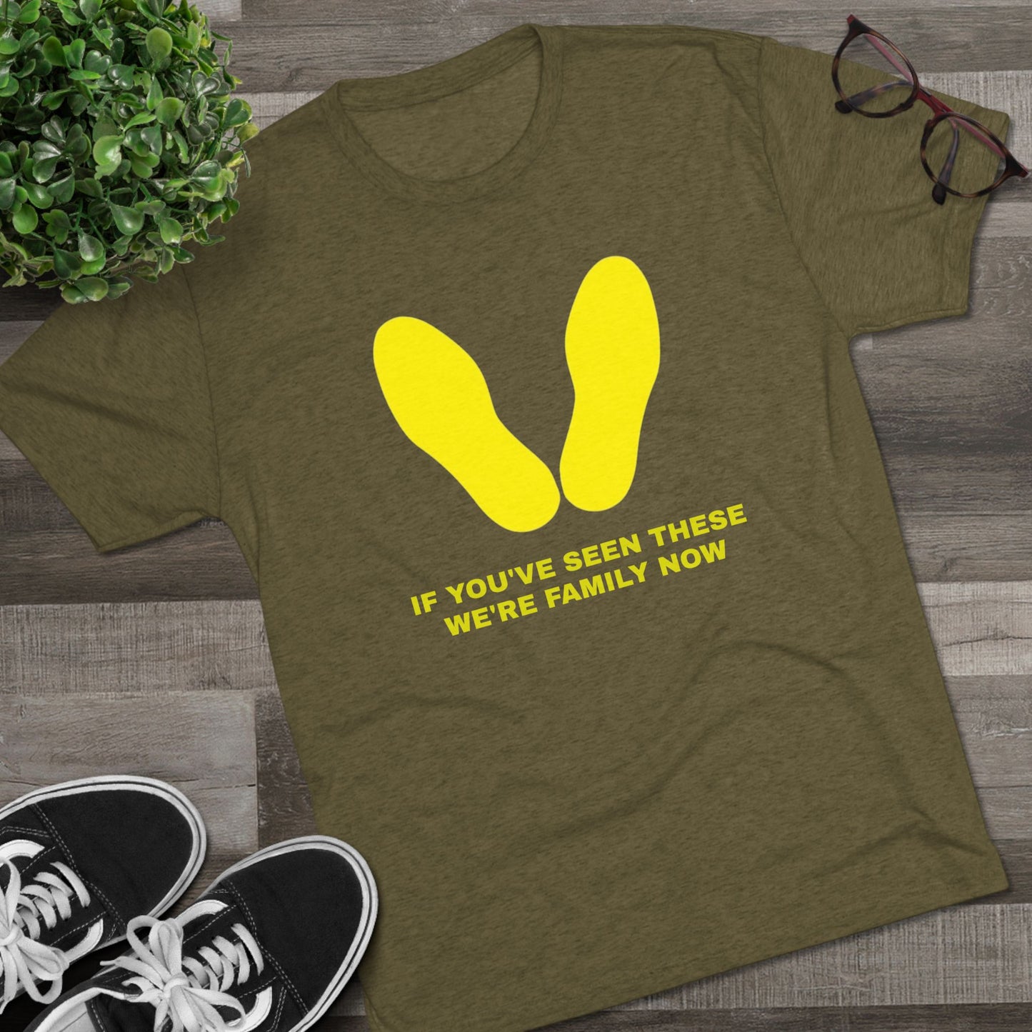 Yellow Footprint Family | Unisex Tri-Blend Crew Tee