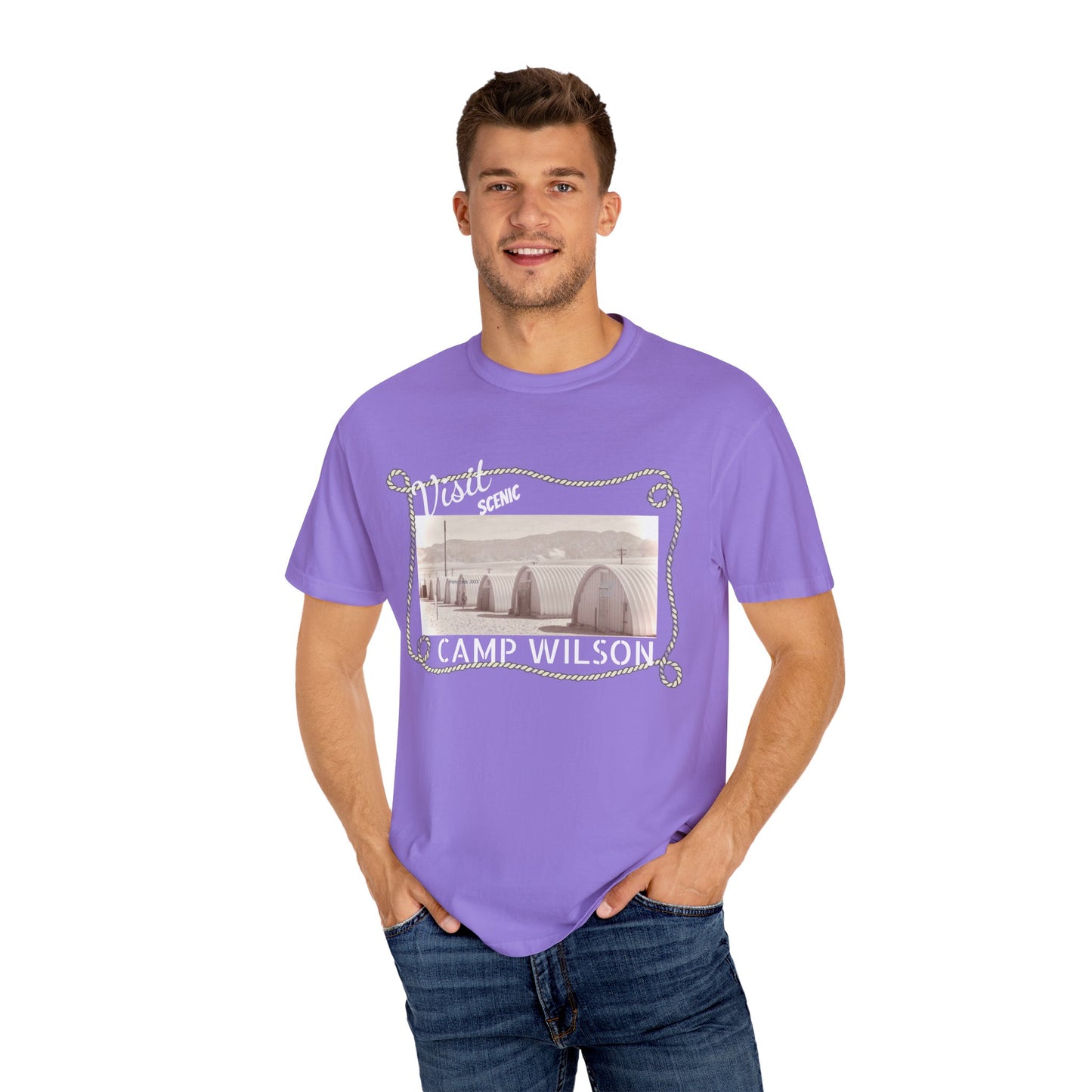 Scenic Camp Wilson (White print) Garment-Dyed Unisex T-Shirt