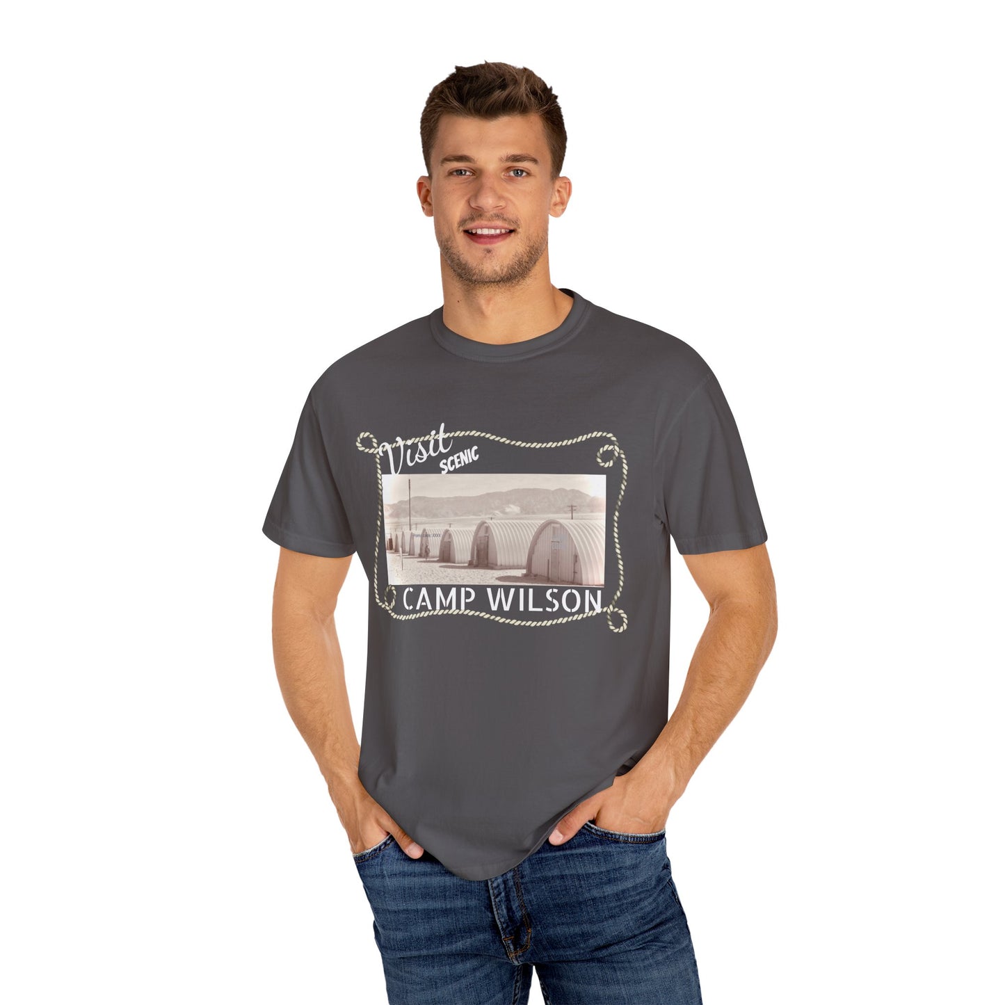 Scenic Camp Wilson (White print) Garment-Dyed Unisex T-Shirt
