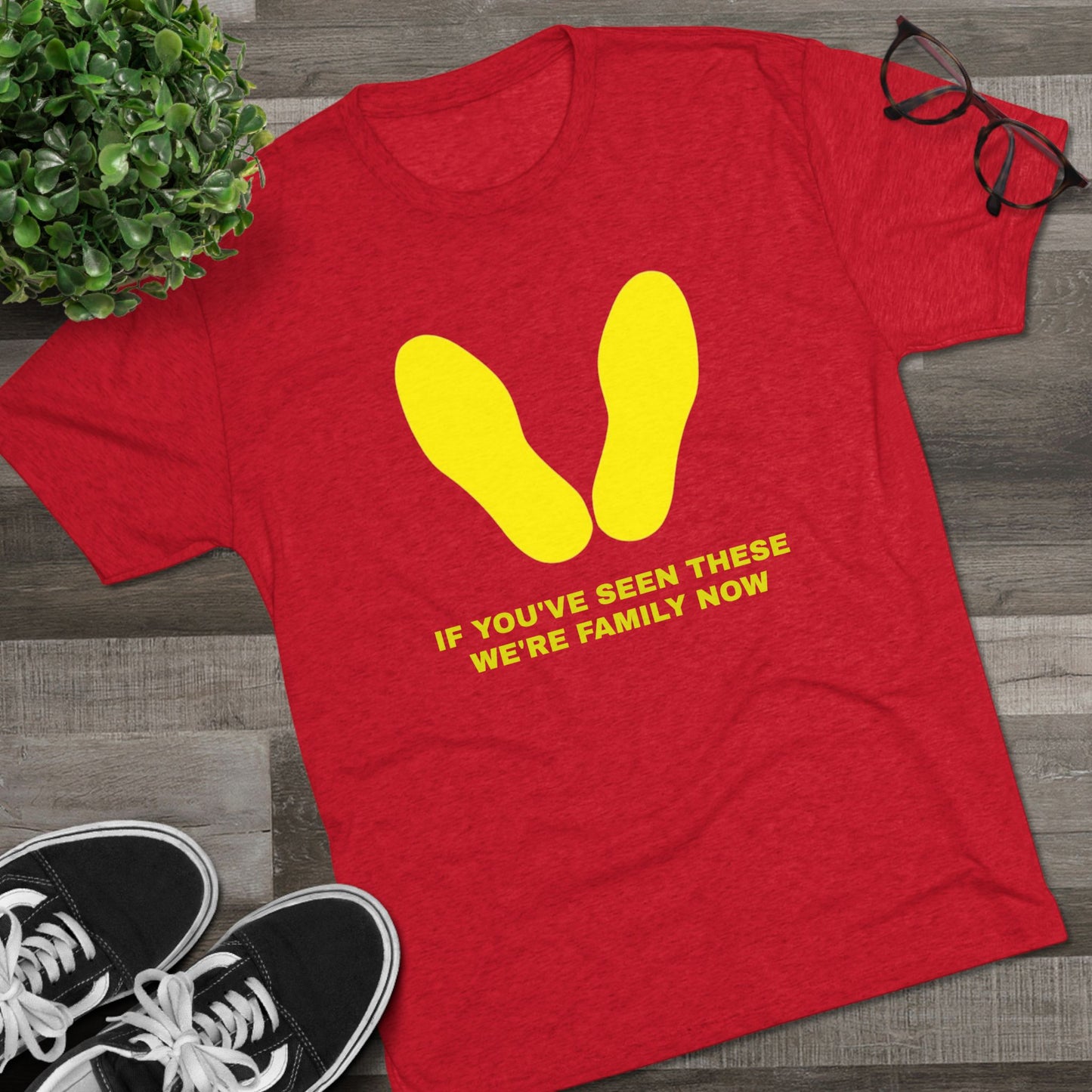 Yellow Footprint Family | Unisex Tri-Blend Crew Tee