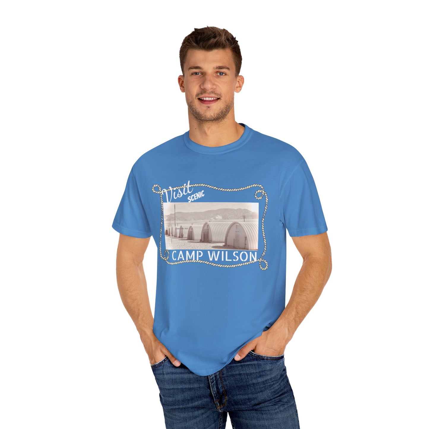 Scenic Camp Wilson (White print) Garment-Dyed Unisex T-Shirt