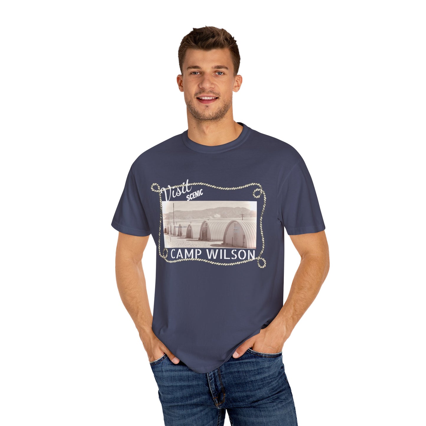 Scenic Camp Wilson (White print) Garment-Dyed Unisex T-Shirt