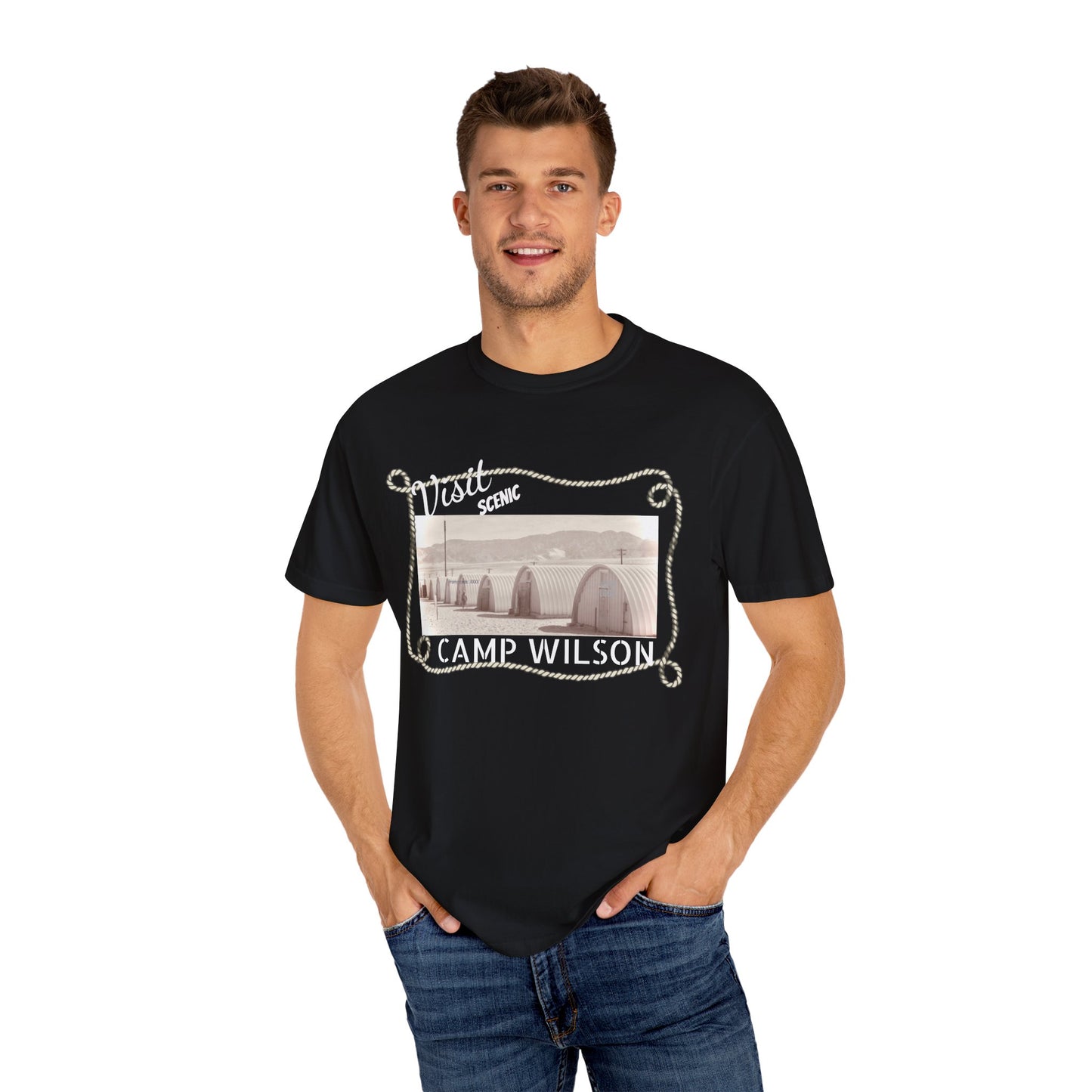 Scenic Camp Wilson (White print) Garment-Dyed Unisex T-Shirt