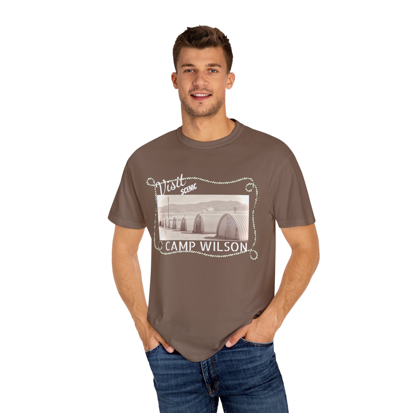 Scenic Camp Wilson (White print) Garment-Dyed Unisex T-Shirt