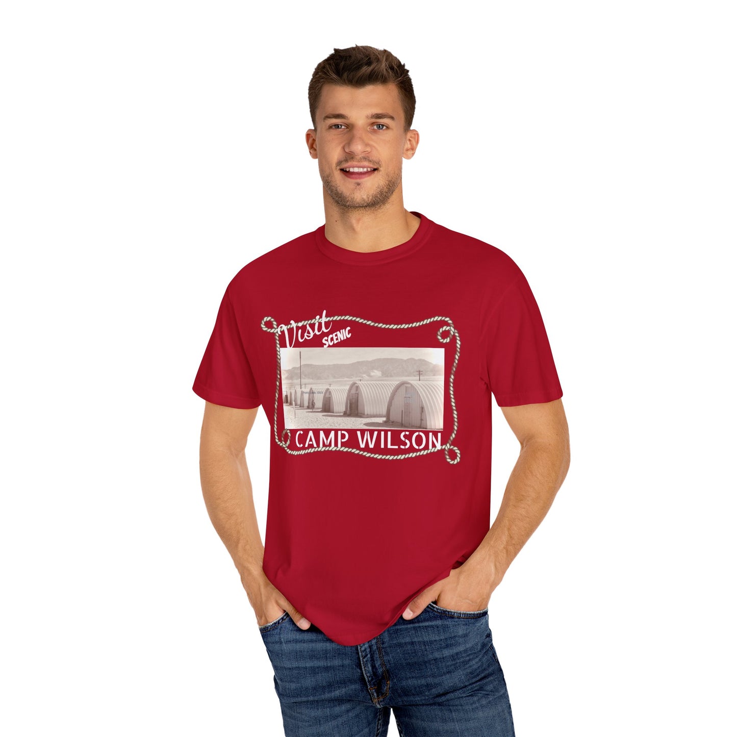 Scenic Camp Wilson (White print) Garment-Dyed Unisex T-Shirt